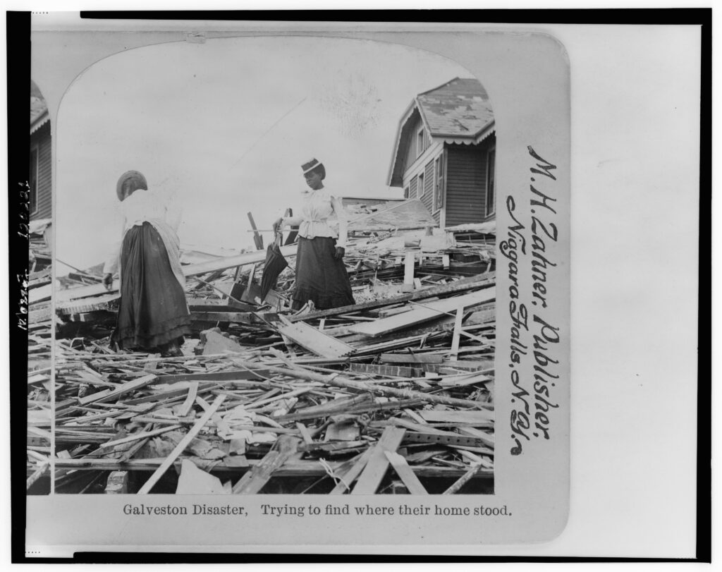 Historic photo of hurricane damage on Galveston Island